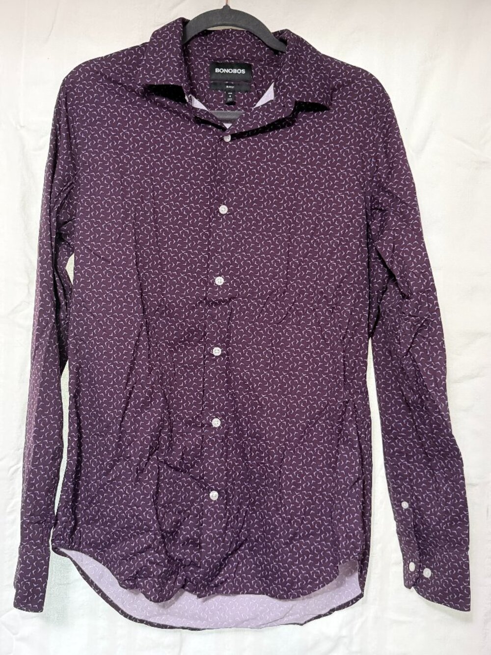 Bonobos slim-fit Purple Button-up with geometric pattern size medium